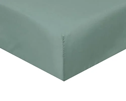 Sleepdown formsytt lakan supermjukt mysigt lättskött polycotton sänglinne lyxiga sängkläder 25 cm djupt icke järn salviagrön kung 5056242894414