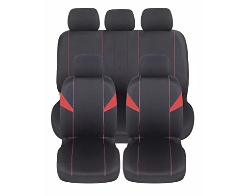 Auto Accessori Lupex Bilstolsöverdrag Universella, Polyestertyg, Sätesskyddsöverdrag, Anpassningsbart Omslag, Ingen Suv (fram och bak, H Röd) 8053614298808