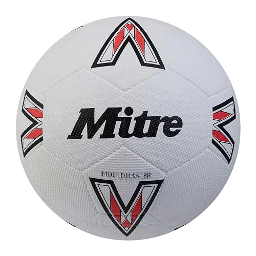 Mitre Super Dimple Football Perfekt för futsal, hård mark och inomhuslek, vit/svart/haklapp röd, 4 5063077001146