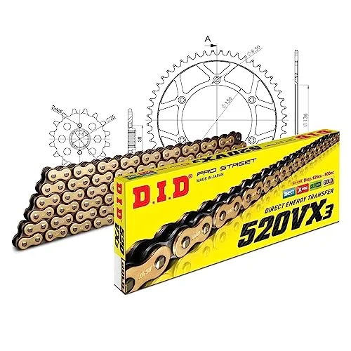 Kedjesats DID stål 520 VX3/108 klämmslås för Husqvarna TE 449 cc tillverkningsår 20112013 4068202075383