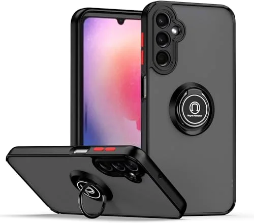 Matt fodral med svart kant och roterande ring 360 för Samsung Galaxy A05s 8447079104581