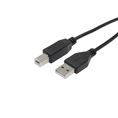 APM 570300 USB 2.0 A/USB B kabel hane/hankabel för skrivare och dator stabil överföring utan störningar 40 Mbps överföringshastighet längd 1,8 m svart 3552725703003