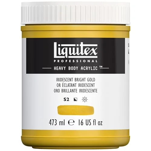 Liquitex 4412234 Professional Heavy Body akrylfärg i konstnärskvalitet med utmärkt ljusäkthet skarp konsistens, 473 ml kruka iriserande guld 887452030270