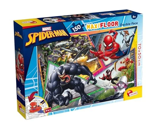 LISCIANI MARVEL SPIDERMAN pussel Maxifloor Dubbelsidigt 150 bitar För barn från 6 år 70x50cm Stort med superhjältar Avengers att färglägga 8008324104758
