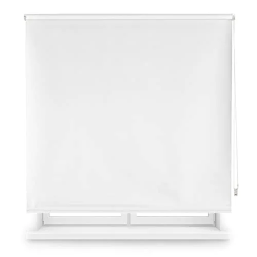 INTERBLIND Premium slät ogenomskinlig rullgardin storlek 140 x 175 cm bredd och höjd tygmått 137 170 termisk rå isolerande ljus, kyla värme 8434363569775