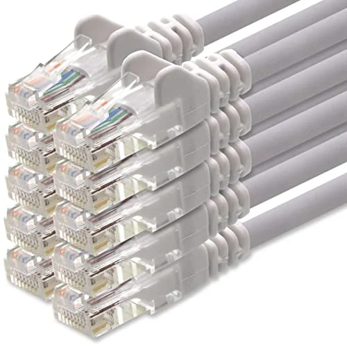 1aTTack.de nätverkskabel Cat.6 vit 10x 1m (set) CAT6 Ethernet kabel LAN 1000 Mbits (PoE) patchkabel 4251073654270