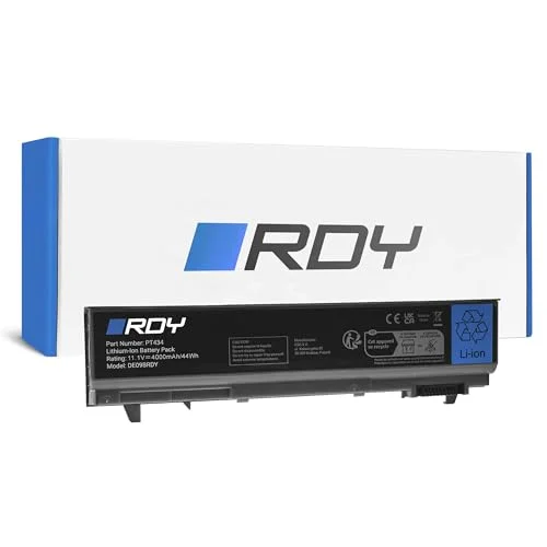 RDY Laptop Akku PT434 W1193 4M529 NM631 KY477 Batteri för Dell Latitude E6400 E6410 E6500 E6510 PP30L PP27LA PP30LA Precision M2400 M4400 M4500 (Kapacitet: 4000 mAh 11.1V) 5904326371439