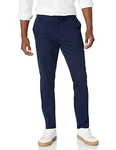 Amazon Essentials Herr Slim Fit Skrynkelbeständig platt framsida stretch chinos byxa, marinblå, 40 W x 28 L 196433820749