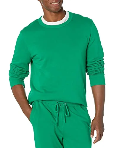Amazon Essentials lätt långärmad fransk frotté rund hals sweatshirt för män (finns i stor och lång), grön, medium 196433880682