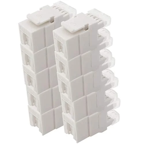 1aTTack.de Cat.6 Keystone isoleringsförskjutningskontakt på RJ45 uttag AWG 23 till 26 Dammskydd kompatibel med Cat5 Cat6 Cat7 Cat8 vit 10 st 4251073674872
