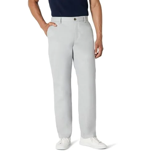 Amazon Essentials Classic fit Wrinkle Resistant Flat Framsida Chino Pant Slip, grå (ljusgrå), W34/L33 (tillverkarens storlek: 34W x 33L) 191770608586