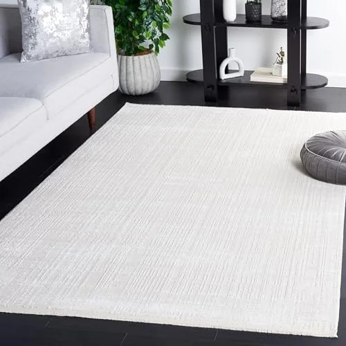 Safavieh Geometrisk matta för vardagsrum, matsal, sovrum whisper kollektion, kort lugg, elfenben, 122 x 183 cm 195058797580