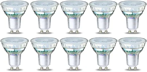 Amazon Basics GU10 spotlight, lampa, LED, 4 W (motsvarande 50 W), klart filament, varmvit, ej dimbar, 10 pack 192233030463