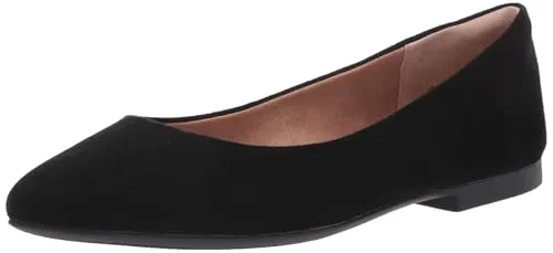 Amazon Essentials dam spetsig tå balett platt, Svart mikromocka, 9.5 US 840809192779