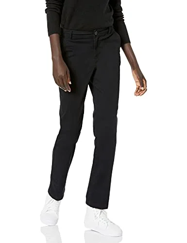 Amazon Essentials dam klassisk rak passform stretch twill chinos byxa, svart, 18 195111298504