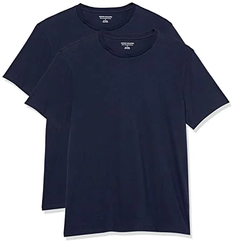 Amazon Essentials mäns Slim Fit kortärmad T shirt med rund hals, 2 pack, marinblå, X Small 196433308681