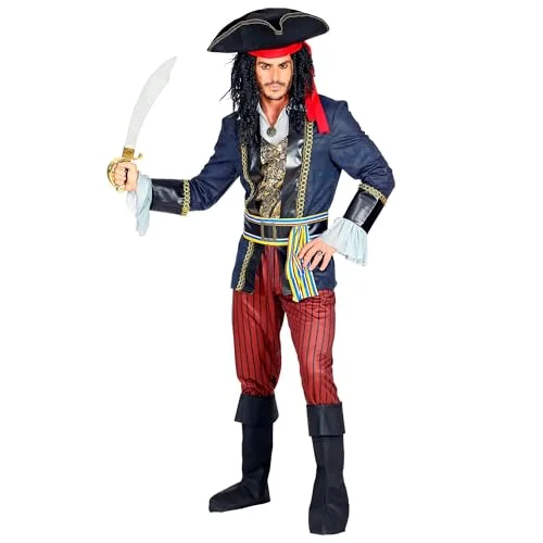 ”PIRATE CAPTAIN” (kappa med väst & t shirt, byxor, bälte spänne sash, båtskydd, hatt bandana) (L) 8003558095339 ”PIRATE CAPTAIN” (kappa med väst & t shirt, byxor, bälte spänne sash, båtskydd, hatt bandana) (L) 8003558095339