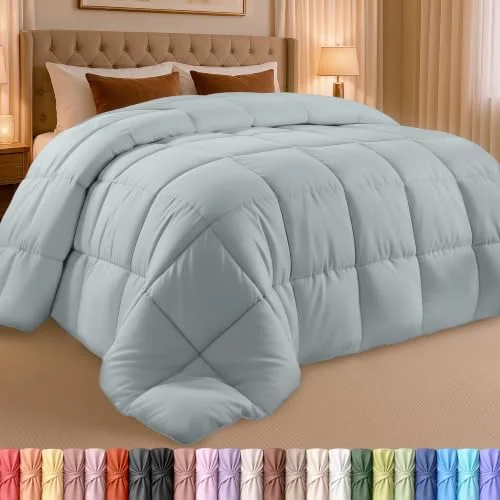 Utopia Bedding täcke insats quiltat med hörnflikar låda sydd alternativ (drottning, ljusgrå) (UB2475) 840143542483
