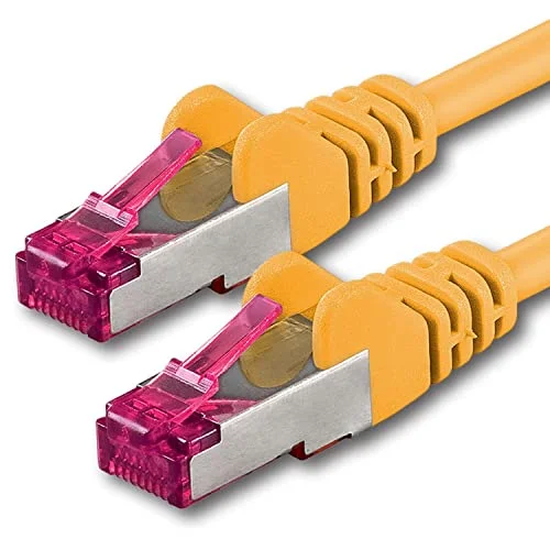 1aTTack.de 15 m gul 1 st. nätverkskabel Cat6a (10 Gb/s) S FTP CAT 6a lankabel GHMT certifierad PIMF 500 MHz Cat5 Cat5e Cat6 Cat7 för switch, router, modem, Internet 4251073601779