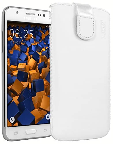 mumbi Äkta läderfodral kompatibelt med Samsung Galaxy J5 2015 fodral plånbok, vit 4251077241803
