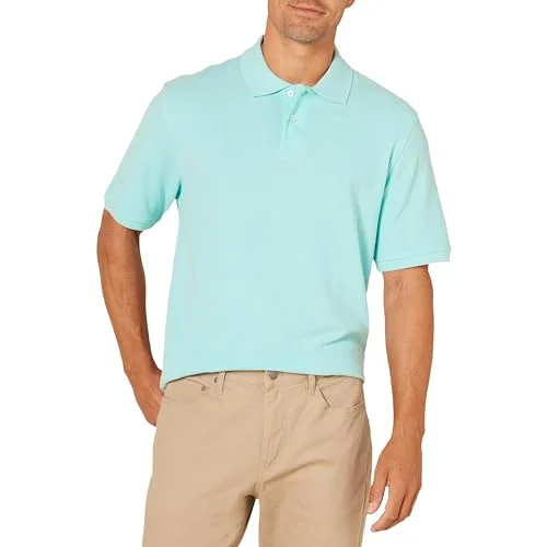 Amazon Essentials Men's Pikétröja i bomull med normal passform (finns Big & Tall), Havsblå, XXL 842354100599