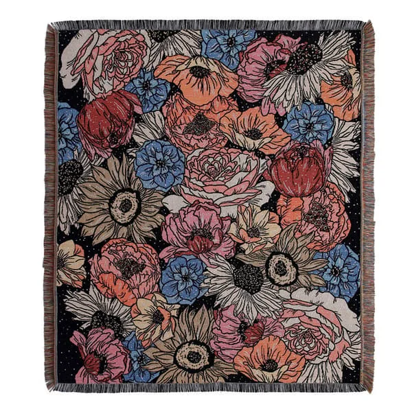 1 st 160x130cm stickad blommig filt dekorerad med fransar FN0089454HJ 1 st 160x130cm stickad blommig filt dekorerad med fransar FN0089454HJ