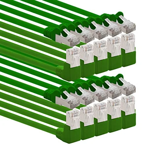 1aTTack.de 366163 Cat.6 nätverkskabelvinkel 90 grader 1m grön 10 stycken Cat6 patchkabel (SFTP PIMF) 1000Mbit / s Rj 45 plugg x meter 4251073661636