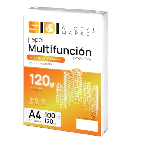 A4 papper, 120 g folio, skrivarpapper, foliopaket för skola, arbete eller personligt bruk, ark kopiator och multifunktion, extra platt DIN papper SIDI (100 h, g) 8447145004616