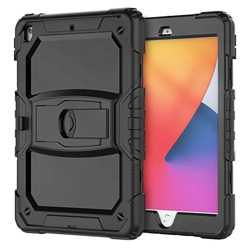 IPad Case 9,7 2017/2018 med stöd, hållbart, hybrid, chockerande, resistent, tre lösare, silikonskyddsfodral för barnsurfplatta (marinblå + grön) 755985998896