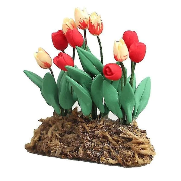 1:12 Miniatyrträdgårdsdekoration Tulpaner Grön Växt Blomträdgårdsdekoration ax0803-00310
