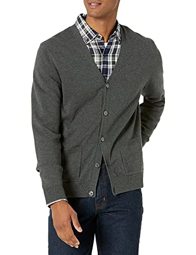 Amazon Essentials Men's Cardigan tröja i bomull, Kolsvart ljung, XL 193548685751
