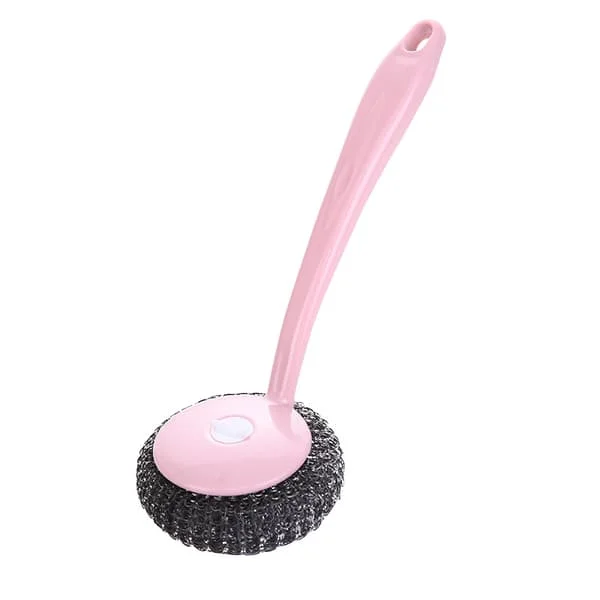 1 rostfritt stål rengöringssvamp med handtag (rosa GGNO-0122207FYD
