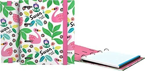Grafoplás 88111931 Kollektion Elena Corredoira Mapp med ersättning, A5, 90 mikroborrade ark, 5mm rutnät och färgkant, Svanar 8413623812608