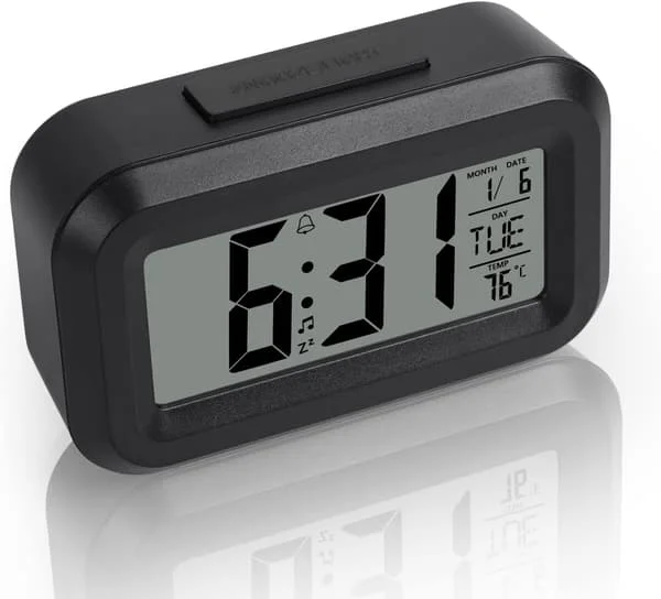1 st digital väckarklocka säng, LED-display klockor med justerbar snooze 12/24 timmar (svart) black cjj-1139