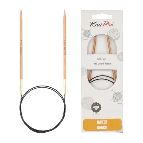 KnitPro Basix björk: Stickstift: Cirkulär: Fast: 120 cm x 3,50 mm, björkträ, flerfärgad, 0,35 8904086286575