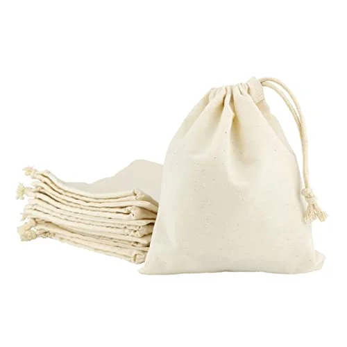 IDEA HOME liten bomullspåse med dragsko 10 stycken bomullspåsar 17 x 20 cm presentpåsar för smycken, bröllop, jul 5902308741836