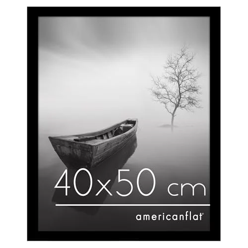Americanflat 40x50 cm ram med polerad plexiglas Bred modell i konstruerat trä för vertikal eller horisontell väggmontering Epic Collection Svart 198301011693