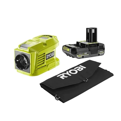 Ryobi Resesats 18 V One+: Solpanel 21 W + transformator/laddare litiumbatteri 2,0 Ah RYSP21ABI150B 120 4892210224538