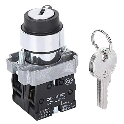 2 Position Key Switch Självhöjning Power Lock Conversion Rotation Locking+key ZB2-BE101 ZB2-BE102C 8318859094876
