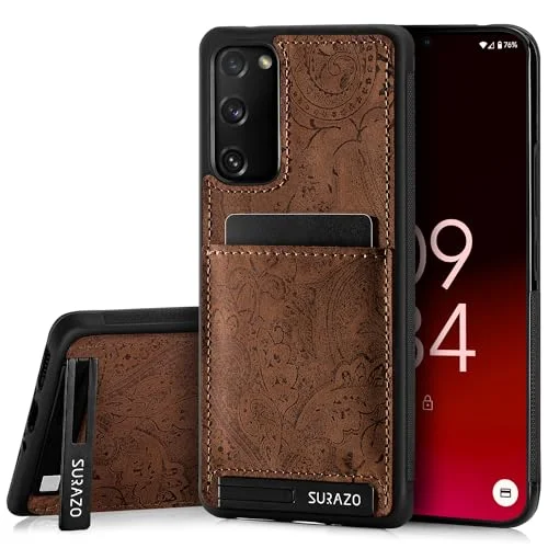 Surazo Skyddsfodral för Samsung Galaxy S20 FE Premium Läder, Korthållare Två Kort, Inbyggt Ställ Slagtåligt, Elegant Design 5904223608980