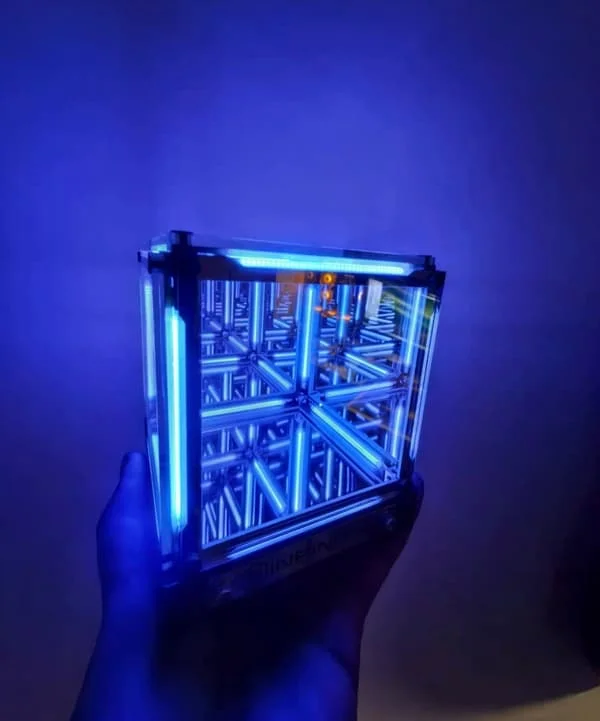 1-Delad 4D Rymdspel Atmosfärslampa Akryl Skrivbord Tech-Stil Ornament Figurin Kreativ Avgrundslampa Gåva blue YTY-L-KF-09035