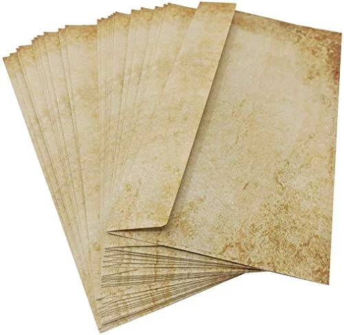 20 x gammal vintage design papper kuvert DIN Lang för A4 perfekt vintageinbjudningar och bokstäver 7427006754356