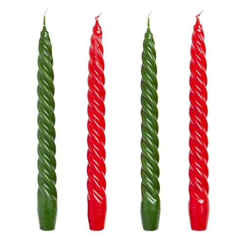 Röd & grön lyxig italiensk spiral vridna avsmalnande middagsljus av Talking Tables 4 pack 5052715137538