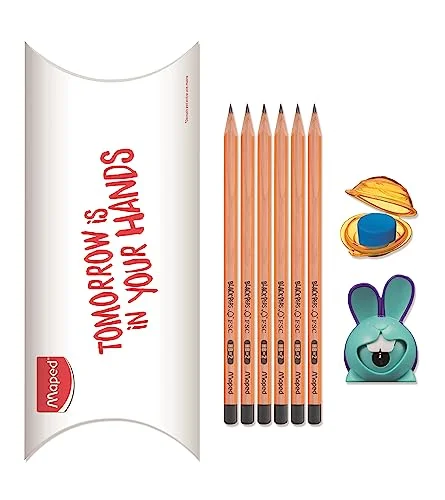 Maped Set med 6 FSC grafitpennor + 1 Croc formbart suddgummi Inno blå pennvässare 3154148998037