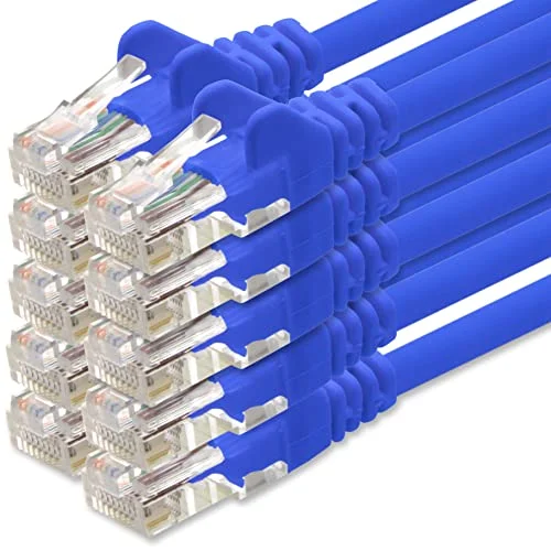 1aTTack.de nätverkskabel Cat.6 blå 10x 3m (set) CAT6 Ethernet kabel LAN 1000 Mbits (PoE) patchkabel 4251073651873