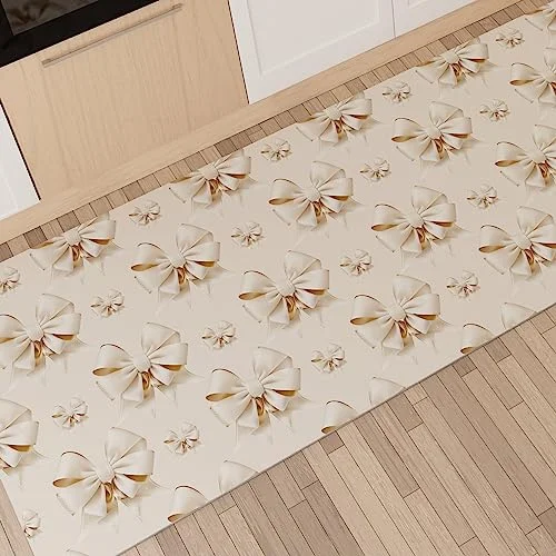 PETTI Artigiani Italiani köksmatta, tvättbar halkfri kökslöpare, 52 x 440 cm, beige rosettdesign, 100% tillverkad i Italien 8053687768628