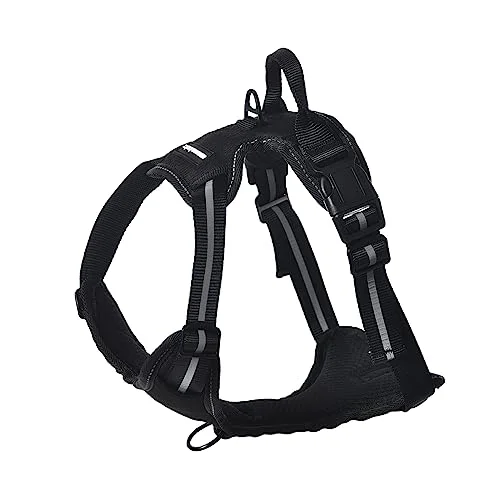 Amazon Basics dragfri sele för hund, justerbar, mjukt vadderad, med reflexränder, svart, stor 840324400090
