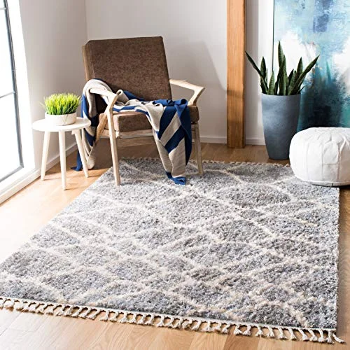 Safavieh Wren frans shag matta, vävd polypropylen löpare matta i grädd/grå, 62 X 240 cm 160 230 Grey/Cream 889048696372
