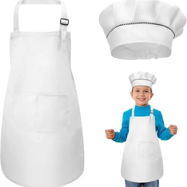 1 Piece Kids Apron and Chef Hat Set, Adjustable Children Kitchen Apron for Cooking and Painting C25-11-27-73 1 Piece Kids Apron and Chef Hat Set, Adjustable Children Kitchen Apron for Cooking and Painting C25-11-27-73