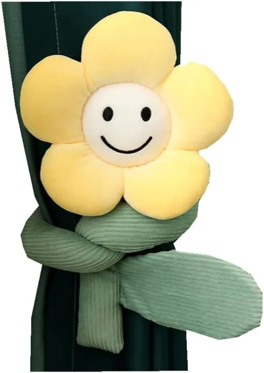 1:a Kreativ Solros Gardinspänne för Gardindekoration, Liten Plyschblomma (Gul) CJ-JX-0805006736